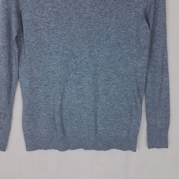 LOFT Faux Wrap Sweater Size S‎ Heather Gray Wool Blend Classic Fit Long Sleeve - Picture 7 of 11